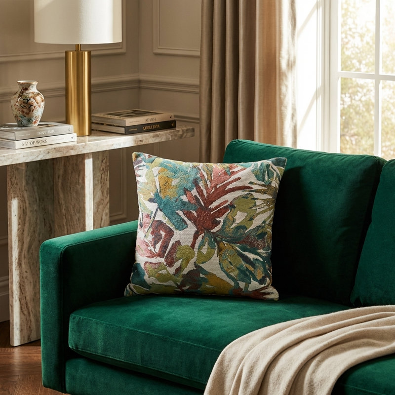 Coussin fait à la main Water Lily, 16 po x 1 po, Coussin décoratif