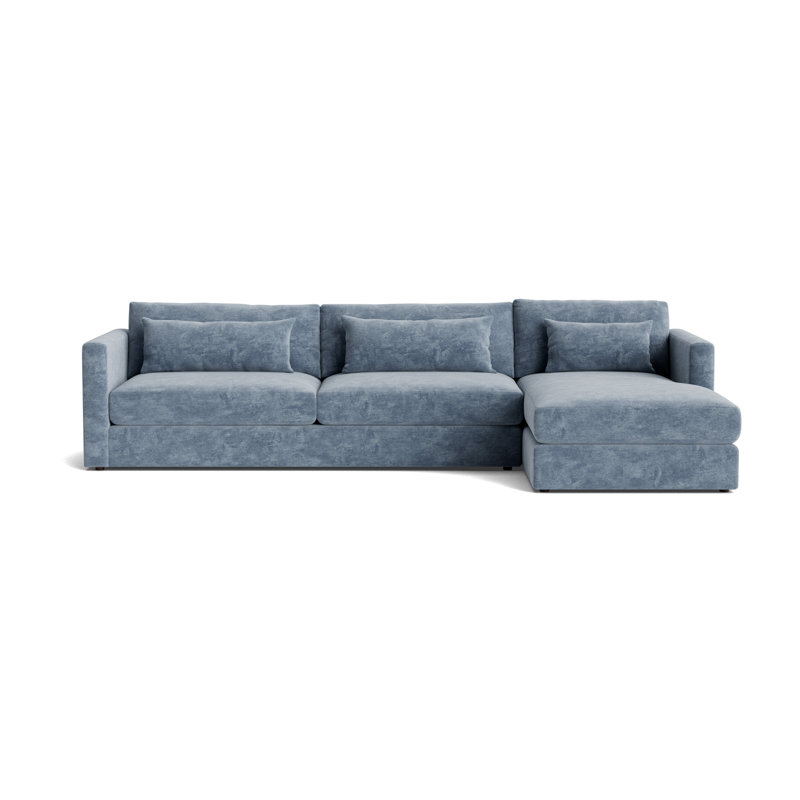 Haywood Right Chaise Sectional, Vintage Chenille - Smoky Blue