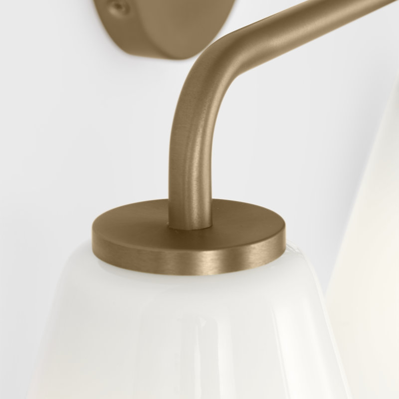 Meuble-lavabo à trois lumières Envoyer, 3, Laiton satiné, Blanc