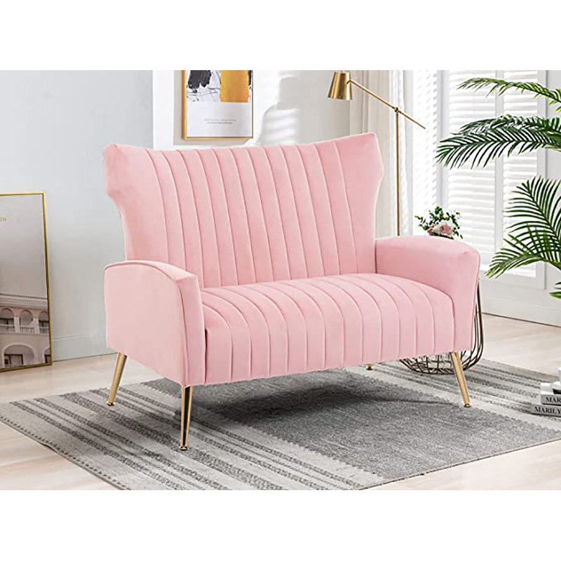 Launius Velvet Armchair, Light Pink Velvet