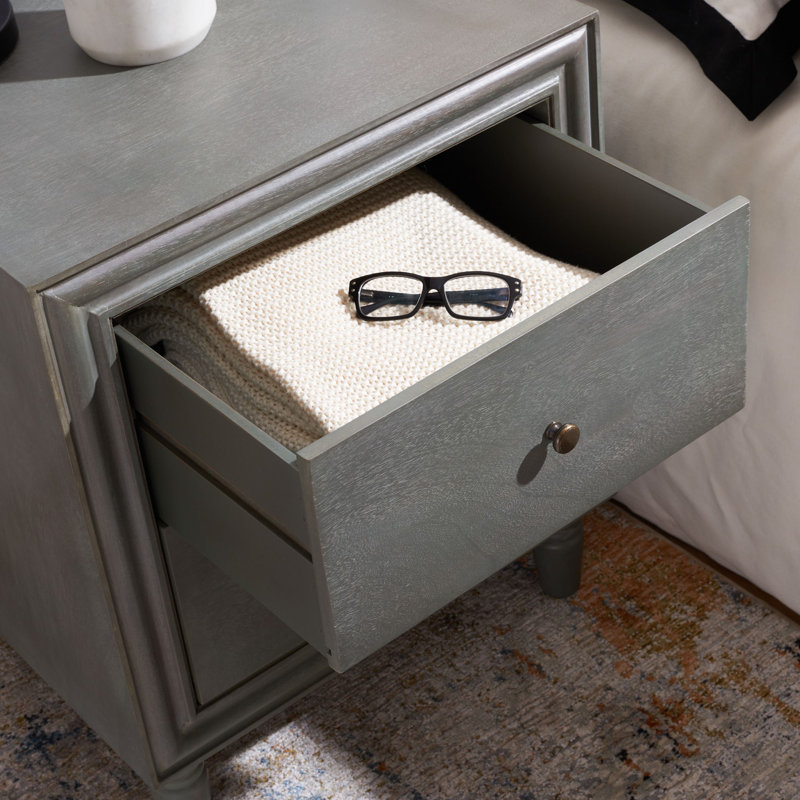 Table de chevet moderne avec rangement à 2 tiroirs Sadie, Gris cendré