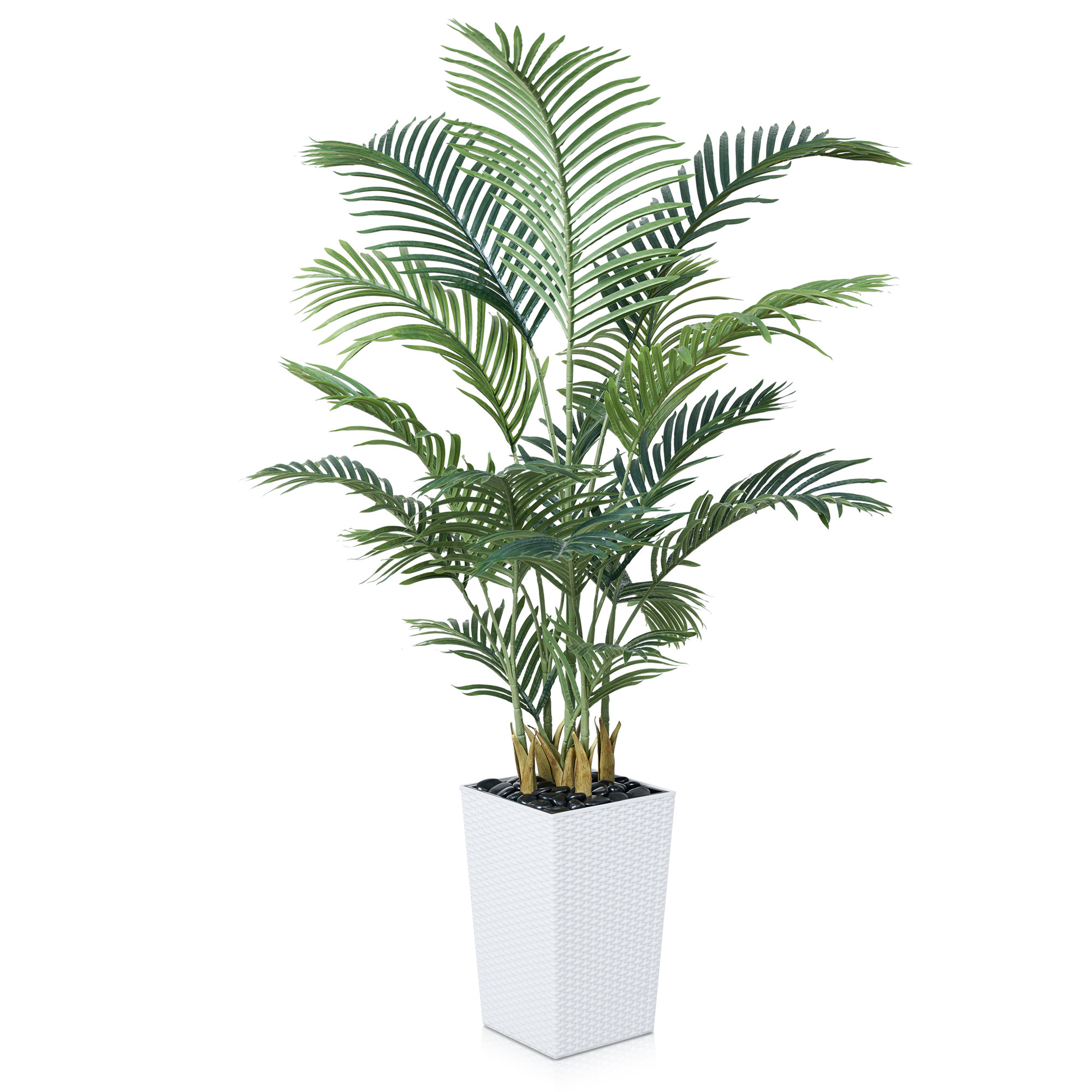Aliza UV Resistant Artificial Palm Tree, Faux Palm Tree with Decorative Base for Indoor Outdoor, White, 60" H x 20" W x 20" D