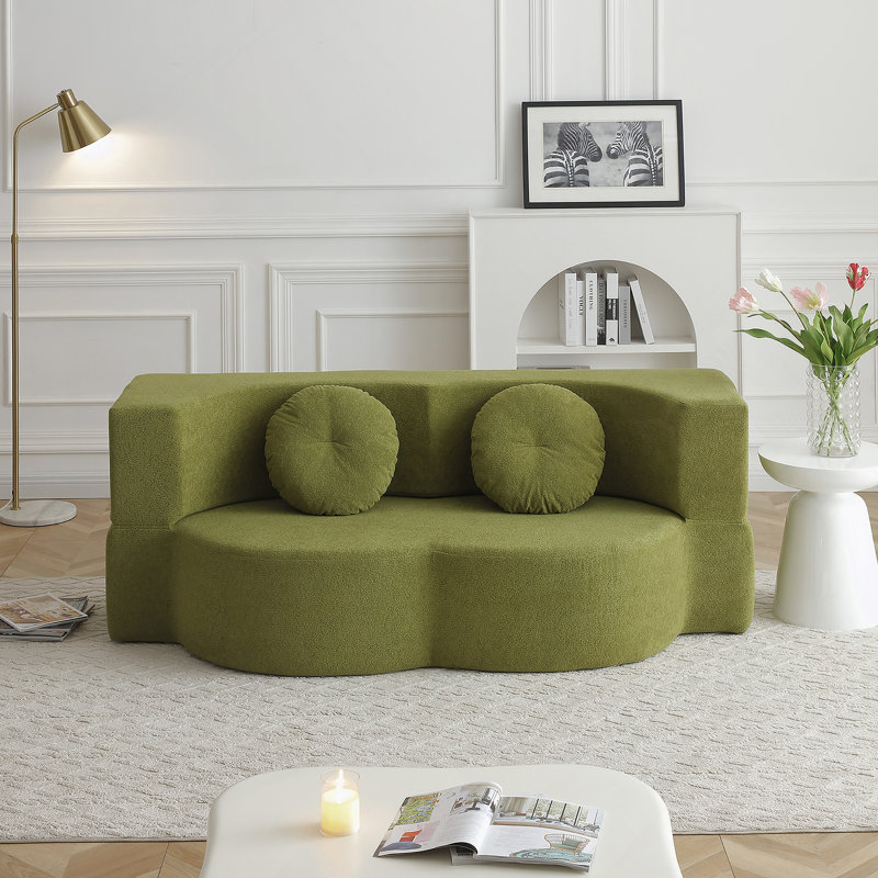 Le canapé-lit pliant 2-en-1 avec oreiller se transforme facilement d'un canapé en lit simple pour des espaces de vie compacts.