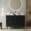 Meuble-lavabo autoportant moderne de 36 po avec plateau en pierre frittée, lavabo en céramique et rangement intelligent