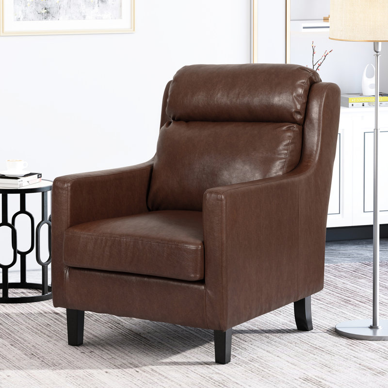 Fauteuil club à la mode en brun foncé avec une cascade tentante et un dossier moderne