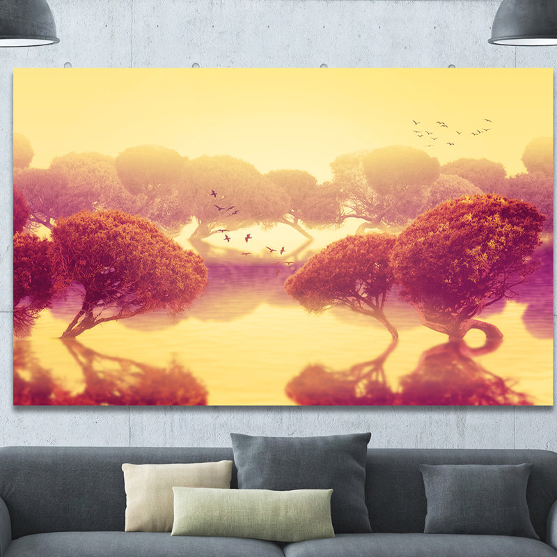 «Peaceful Japanese Gardens», art graphique, H 40 po x l 60 po x 1,5 po, Toile tendue