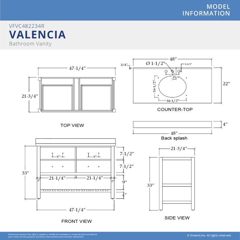 48" Single Bathroom Vanity Set, Matte Black