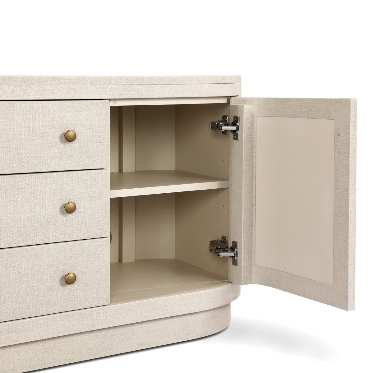 Dysen 60'' Media Console, Ivory Painted Linen
