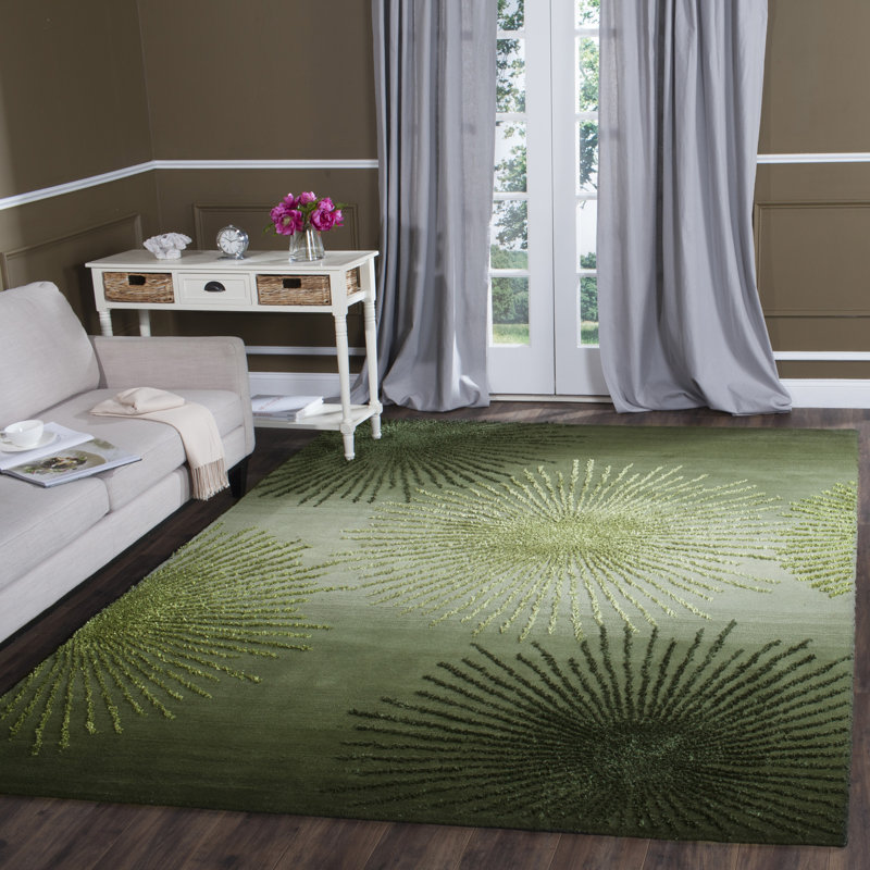 Tapis Amier Soho Ã  motif floral, en laine et viscose, tissÃ© Ã  la main, Rectangle de 7 pi 6 po x 9 pi 6 po