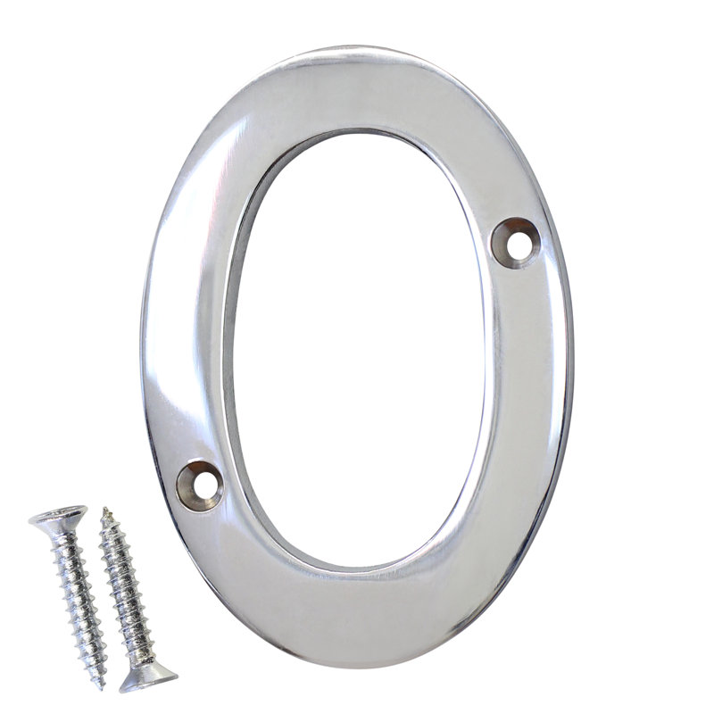 Numéro de maison 4 po, 0, Chrome poli