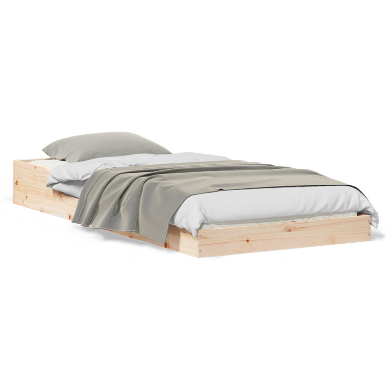 Bed Frame Solid Pine Wood, Brown, Single (3')
