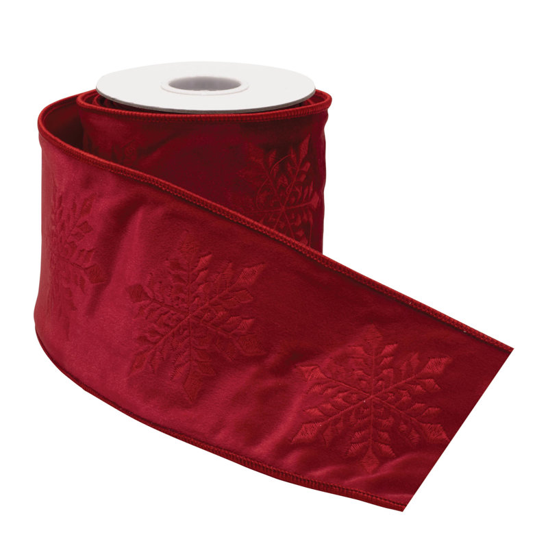 Ruban de velours à bord brut, H 4 po x l 180 po x P 0,1 po, Rouge