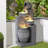 32" Outdoor/Indoor Garden Water Fountains, 4 Tiers Cascading Resin Fountains and Waterfalls with LEDs & Bowls, Modern Floor-Standing Patio Fountain-1475119986