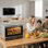 Four de comptoir Ã  convection commercial de 46 L (42 qt) â€“ Four Ã©lectrique Ã  3 niveaux de 1 800 W, porte vitrÃ©e Ã  l'avant, fonction friteuse Ã  air chaud, comprenant des plateaux, des grilles et des gants