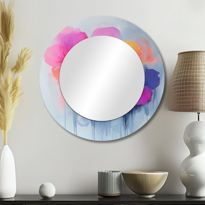 Pensées aquarelle Minimal Blooms - art mural miroir coquelicot - imprimé sur métal