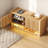 Fluted Shoe Storage Bench With LED Sensor Light, Entryway Bench With Adjustable Shelf And Linen Seat Cushion, Modern Shoe Cabinet For Bedroom Or Hallway