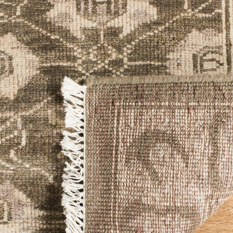 Oushak Oriental Hand-Knotted Wool Brown Area Rug, Rectangle 6' x 9'