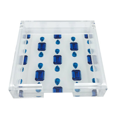 Gem Sapphires Acrylic Square Cocktail Tray
