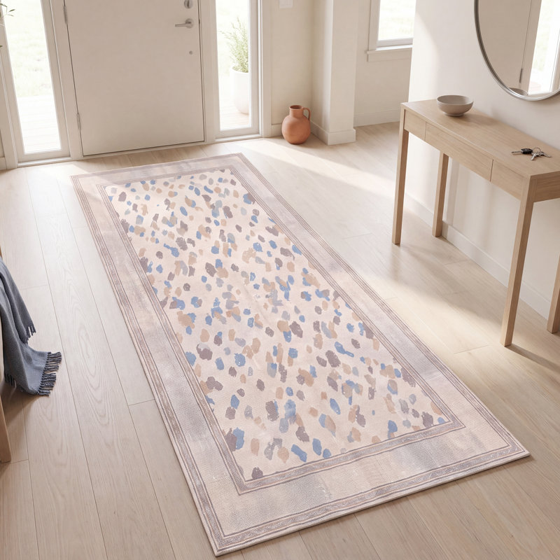 Tapis moderne en albâtre à motifs mosaïques abstraits bleu, gris et beige, lavable à la machine, antidérapant, à poils courts, adapté à l'intérieur et à l'extérieur, pour salon, chambre, salle à manger, entrée, couloir, bureau.