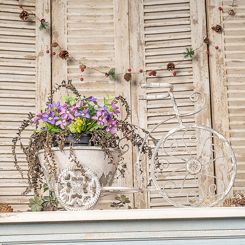 Panier à fleurs en métal rustique pour la maison et le jardin