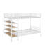 Lit superposé simple au-dessus d'un lit double en métal avec tablettes-113946630