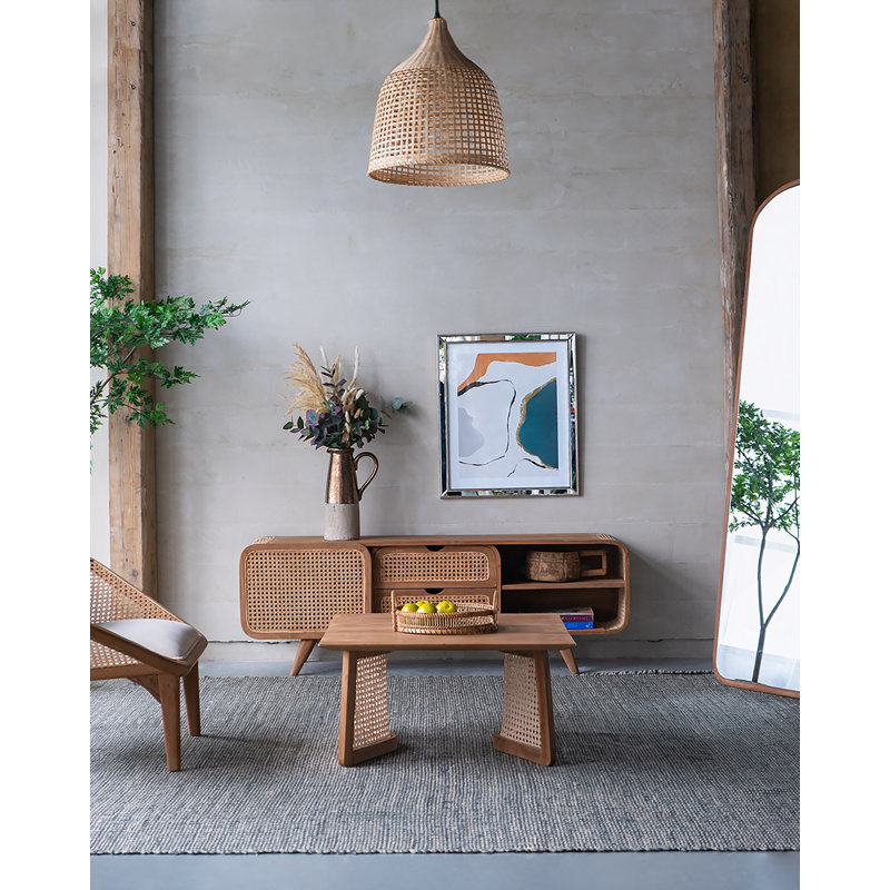 Table basse rectangulaire avec plateau en bois massif