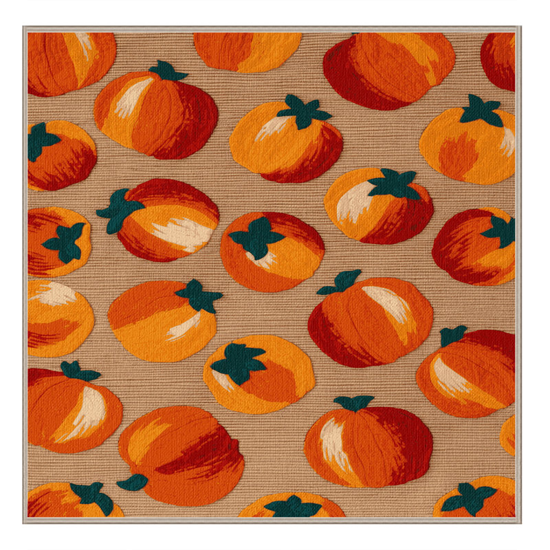  Tapis lavable fruits kaki, Carré 4 pi