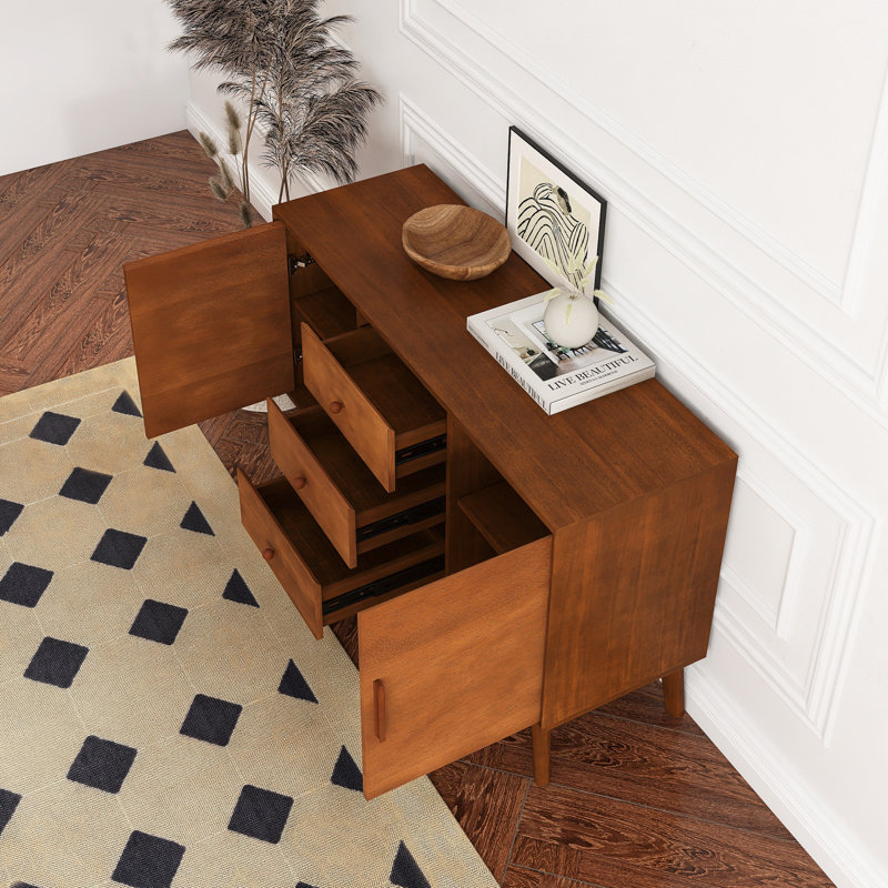 Buffet 47 po x 16 po Mid-Century moderne avec rangement pour la cuisine, le salon, la console