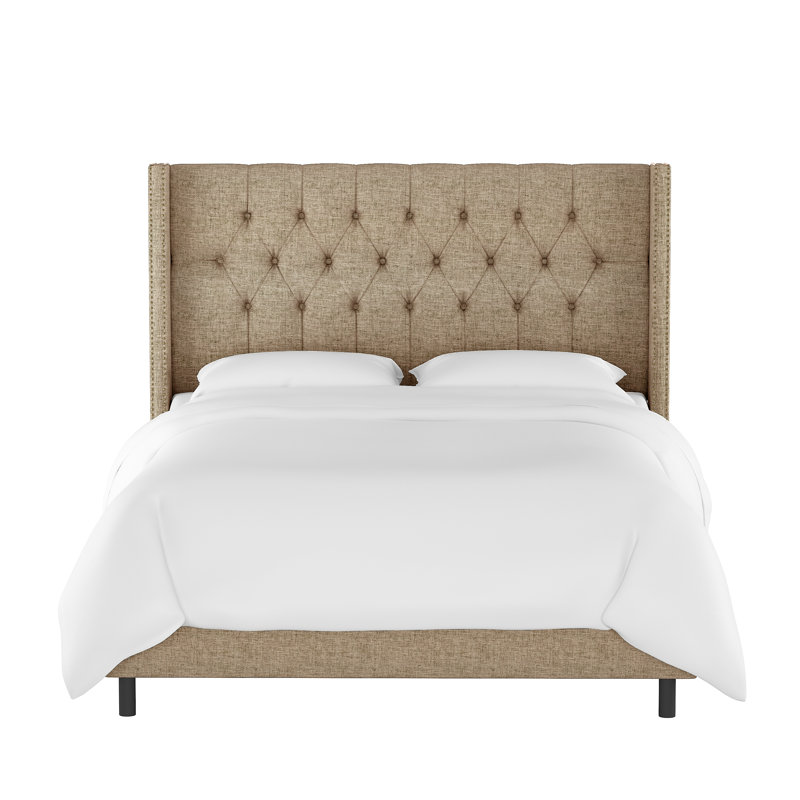 Lit tapissier standard Casstown, Double, Lin naturel texturé Zuma