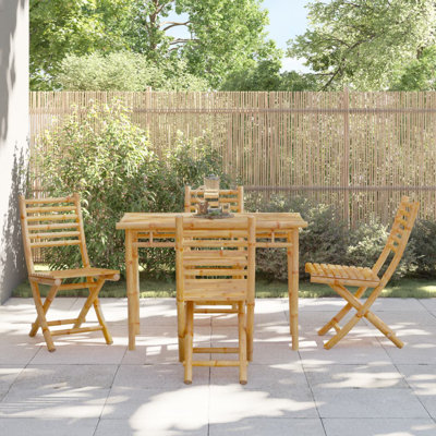 Aljandro 4 - Person Bamboo Patio Dining Set with Rectangular Table