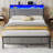 Uphostered Storage Bed With LED Bookcase Headboard-781731144