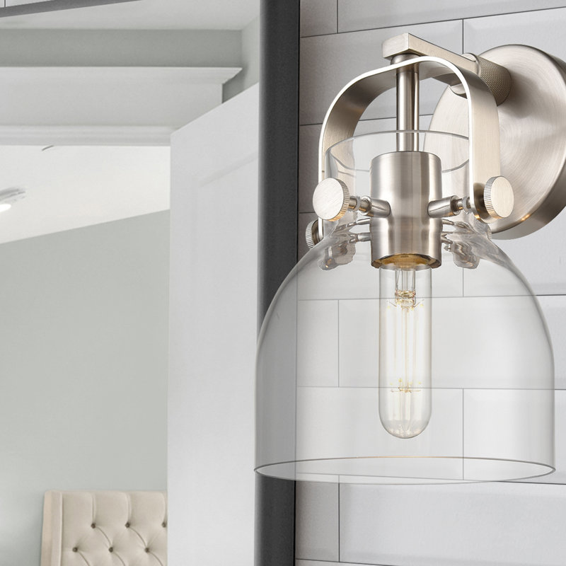 Applique murale 1 lumière 6 po Skycrest, Transparent, Nickel satiné