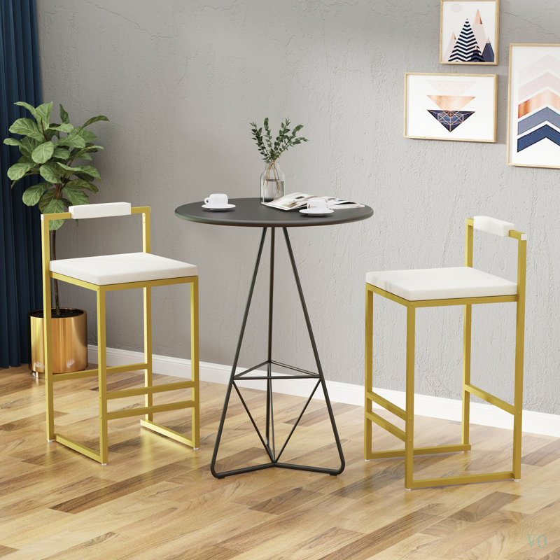 Ensemble de 2 tabourets de bar rembourrés en velours de 2 tabourets de cuisine modernes