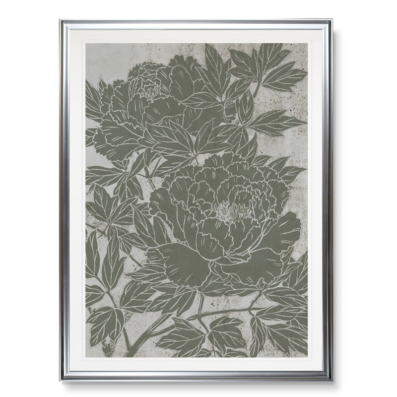 « fleuriing pivoine i »-impression sur toile, H 30 po x l 22 po x P 1,5 po, Cadre argenté