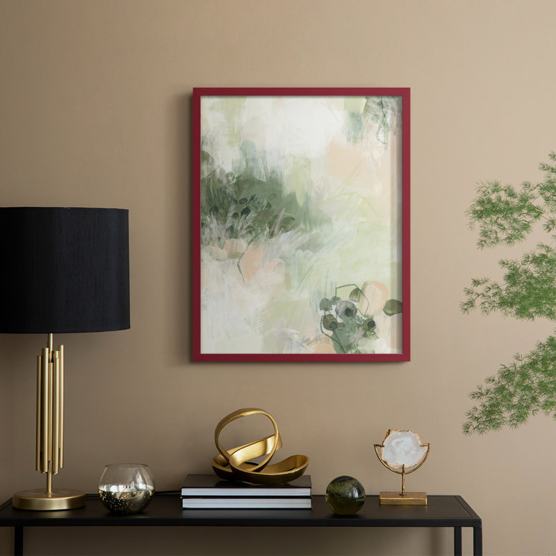 Lillypond Dream I Framed Print - Solid Wood, 15" H x 12" W, Red