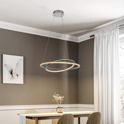 Higginson 2 - Bulb Dimmable Unique/Statement Tiered Pendant Light, Crystal Design