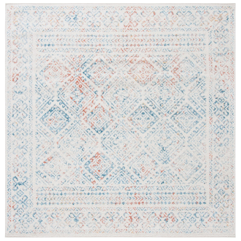 Tapis ivoire / terre cuite Dennison Southwestern, Carré 6 pi 7 po