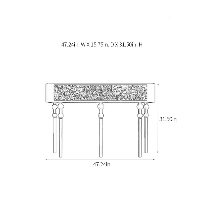 Retro Minimalist Elegant Art Console Table, White