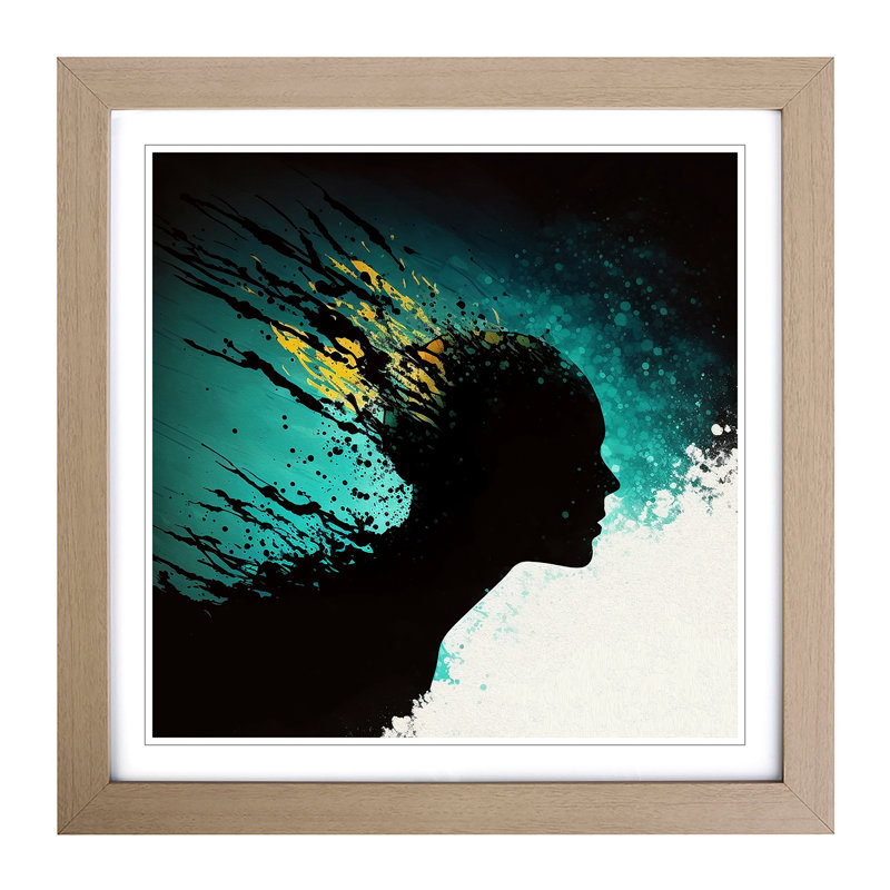 Swimming Silhouette - Framed Print, Oak