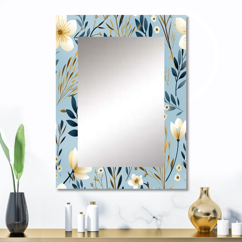 Motif floral bleu et blanc Andersontown, 32 po x 24 po