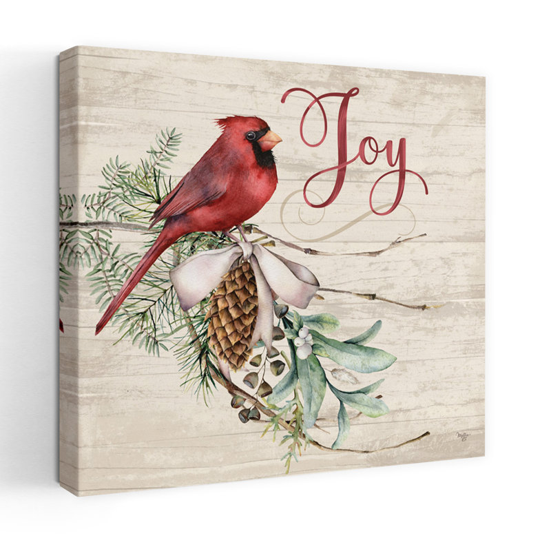 Joy, cardinal contemporain, nature, thème, typographie, art, H 36 po x l 36 po