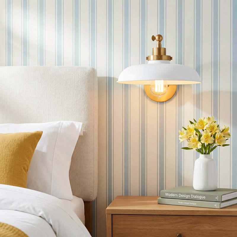 Carol Icarus Single Arm Wide Task Sconce, Burnished Brass, Matte White