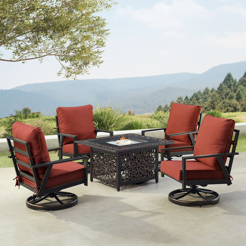 Aaleyah Outdoor 6 - Piece Conversation Set, Red