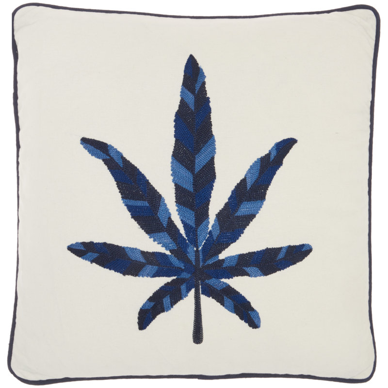 Ivory and Indigo Embroidered Square Throw Pillow Set
