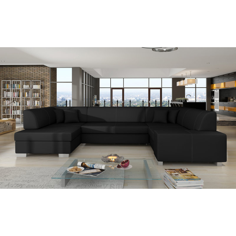Sharmin 5 Seater Sofa Bed, Left Hand Facing, Black