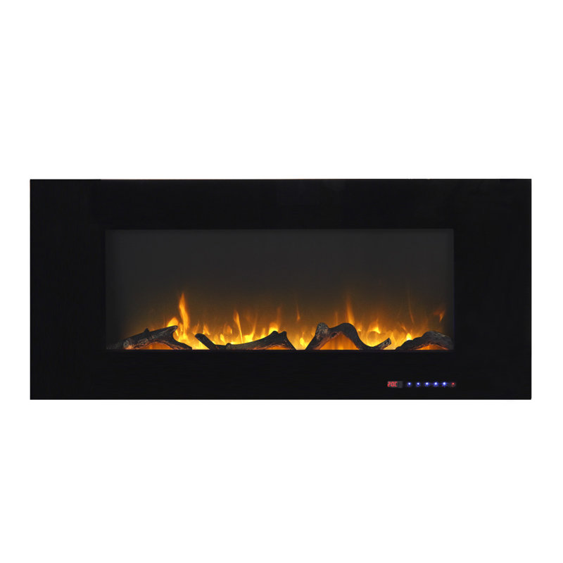 Nishant Wall Mounted Electric Fireplace, Black, 18.35" H x 50" W x 5" D