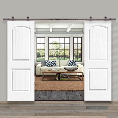 80'' Hollow Paneled Painted without Installation Hardware Kit Barn Door