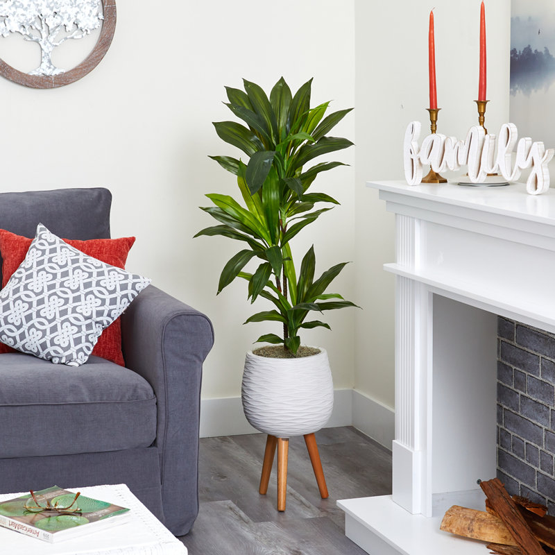 46'' Faux Plant in Fiber Clay Planter, 12in W x 12in D x 46in H