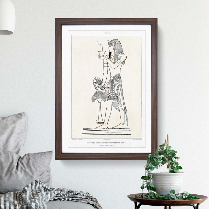 Sketch of an Egyptian by Emile Prisse d'Avennes - Picture Frame Painting Print, Walnut Framed, 48cm H x 36cm W x 2cm D