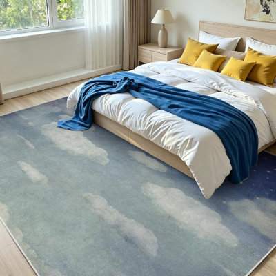 Tapis transparent lavable à la machine, ciel étoilé, lune fantastique et intérieur